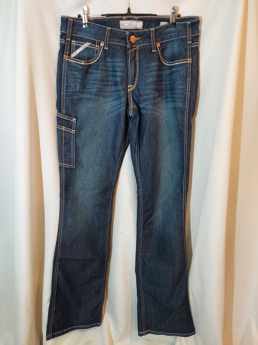 Ariat Rebar DuraStretch Riveter Mid Rise Bootcut Work Jeans Dark Wash Size 30L